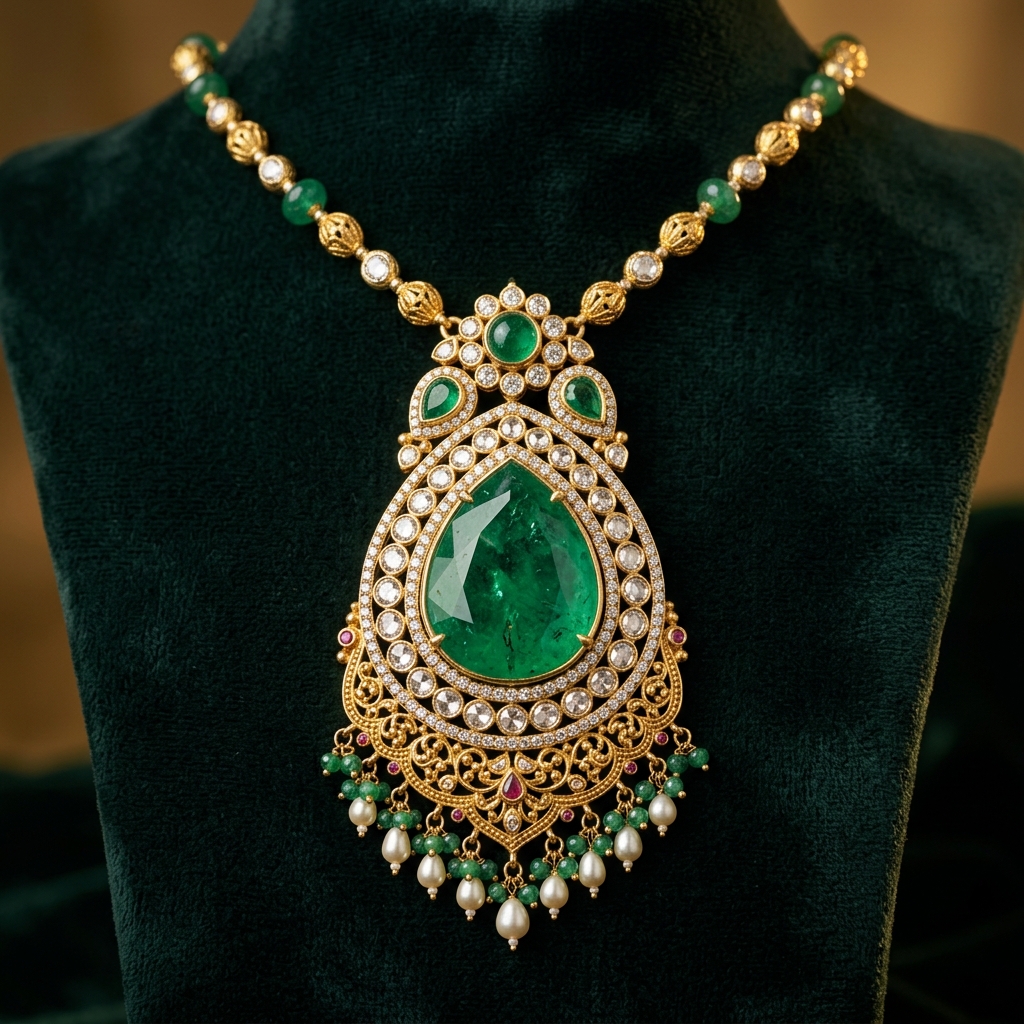 Emerald pendant from Gopal Govind Ornaments collection
