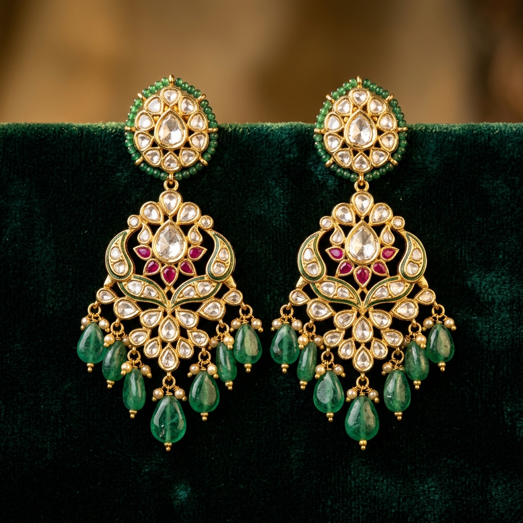 Kundan earrings design by Gopal Govind Ornaments